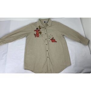 Vintage Embroidered Halloween Fall Pumpkin Scarecrow Cotton Shirt CST Sport - 1X